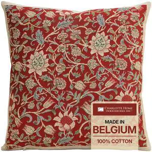 Charlotte Home Furnishings Inc Tapestry Throw Pillow Covers 16x16 Red Flowers Boho Decorative Couch Pillow Covers William Morris Inspired 100% Cotton Cozy Home Decor Jacquard Woven Floral Living Room Charlotte Home Furnishings Inc Tapestry Throw Pillow Covers 16x16 Red Flowers Boho Decorative Couch Pillow Covers William Morris Inspired 100% Cotton Cozy Home Decor Jacquard Woven Floral Living Room