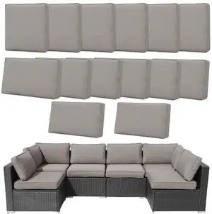 Frxeyaliz 14Pcs Outdoor Cushion Covers Replacement Washable w/Zipper for 6-Seaters Sofa Patio Slipcovers Set Seat and Back Covers Only-25.6x25.6x4inch Frxeyaliz 14Pcs Outdoor Cushion Covers Replacement Washable w/Zipper for 6-Seaters Sofa Patio Slipcovers Set Seat and Back Covers Only-25.6x25.6x4inch