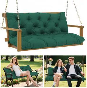 Porch Swing Cushions 60x40 Inch, 5" Extra Thick Waterproof Outdoor Swing Seat Cushion with Backrest & 8 Non-Slip Ties PP Cotton + Memory Foam Fill, Fade-Resistant 3-Seater Replacement for Patio Bench Porch Swing Cushions 60x40 Inch, 5" Extra Thick Waterproof Outdoor Swing Seat Cushion with Backrest & 8 Non-Slip Ties PP Cotton + Memory Foam Fill, Fade-Resistant 3-Seater Replacement for Patio Bench