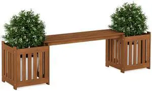 FURINNO FG19455 Tioman Hardwood Outdoor Lifestyle Flowerbox with Bench, Natural FURINNO FG19455 Tioman Hardwood Outdoor Lifestyle Flowerbox with Bench, Natural