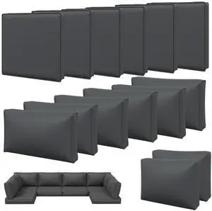 Aoxun 14pcs Patio Cushion Covers Replacement, Waterproof Outdoor Furniture Cushion Covers with Zipper and Non-Slip Bottom, Patio Sofa Couch 3 Sizes for Patio Sectional, Covers Only (Grey) Aoxun 14pcs Patio Cushion Covers Replacement, Waterproof Outdoor Furniture Cushion Covers with Zipper and Non-Slip Bottom, Patio Sofa Couch 3 Sizes for Patio Sectional, Covers Only (Grey)