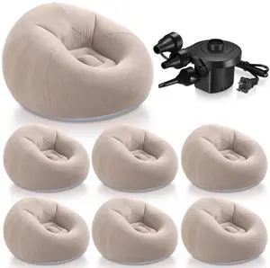 Realspring 6 9 12 Pcs Inflatable Bean Bag Chairs for Adults with Electric Air Pump, Blow up Couch Folding Portable Inflatable Couch Lazy Sofa for Outdoor Movie Night Camping(Coffee,6 Pcs) Realspring 6 9 12 Pcs Inflatable Bean Bag Chairs for Adults with Electric Air Pump, Blow up Couch Folding Portable Inflatable Couch Lazy Sofa for Outdoor Movie Night Camping(Coffee,6 Pcs)