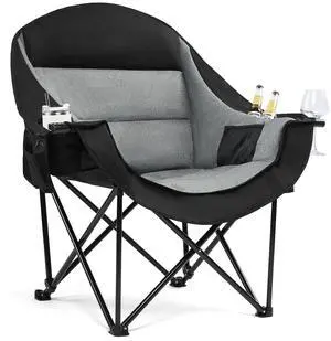 Oversized Camping Chairs for Adults - Heavy Duty Padded Outdoor Folding Lawn XL Camp Chair with Cup Holder Cooler Pockets for Outside Sports Beach Fishing Garden Portable Supports 500lbs, Black Oversized Camping Chairs for Adults - Heavy Duty Padded Outdoor Folding Lawn XL Camp Chair with Cup Holder Cooler Pockets for Outside Sports Beach Fishing Garden Portable Supports 500lbs, Black