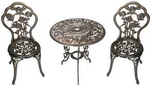 Oakland Living 3-Piece Rose Bistro Set with 23.5-Inch Cast aluminum Top Table Oakland Living 3-Piece Rose Bistro Set with 23.5-Inch Cast aluminum Top Table
