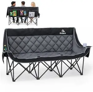 Padded 3 Person Camping Chair Oversized Camping Couch, Heavy Duty Folding Double Camping Chair, Extra Wide Camping Loveseat with Cup Holder & Side Pockets for Camping & Lawn, Supports 660LBS Black Padded 3 Person Camping Chair Oversized Camping Couch, Heavy Duty Folding Double Camping Chair, Extra Wide Camping Loveseat with Cup Holder & Side Pockets for Camping & Lawn, Supports 660LBS Black