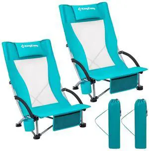 KingCamp Low Beach Chairs 2 Pack, Folding Portable Chair for Adults lightweight Extra Wide Ergonomic High Back Seat 300lbs Heavy Duty Oversized Gear with Carry Bag for Outdoor Lawn Camping Picnic KingCamp Low Beach Chairs 2 Pack, Folding Portable Chair for Adults lightweight Extra Wide Ergonomic High Back Seat 300lbs Heavy Duty Oversized Gear with Carry Bag for Outdoor Lawn Camping Picnic