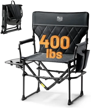 400lbs Heavy Duty Camping Chair Portable Directors Chair | Folding Camp Chair with Side Table & Pocket Compact Size for Outdoor, Lawn, Sports and Fishing, Black 400lbs Heavy Duty Camping Chair Portable Directors Chair | Folding Camp Chair with Side Table & Pocket Compact Size for Outdoor, Lawn, Sports and Fishing, Black