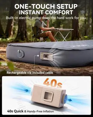 Hikenture 4" Thick Self Inflating Sleeping Pad with Electric Pump, Foam & Air Camping Mattress, 9.5 R-Value Insulated Sleeping Mat, Portable All Season Camping Pad for Tent, Car, Cot Hikenture 4" Thick Self Inflating Sleeping Pad with Electric Pump, Foam & Air Camping Mattress, 9.5 R-Value Insulated Sleeping Mat, Portable All Season Camping Pad for Tent, Car, Cot