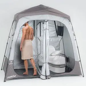 Porayhut Portable Camping Shower Tent Deluxe Changing Room Easy Set Up Privacy Shelter,Large Toilet Tent with Floor Drain Design for Beach, Camping,Hiking with 2 Rooms,Stakes and Ropes for Stability Porayhut Portable Camping Shower Tent Deluxe Changing Room Easy Set Up Privacy Shelter,Large Toilet Tent with Floor Drain Design for Beach, Camping,Hiking with 2 Rooms,Stakes and Ropes for Stability