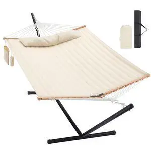Homgava Two Person Hammock with Stand for Outside Heavy Duty, Outdoor Patio Hammock with Portable Steel Stand, Large Double Hammocks,480lbs Capacity.(Off White) Homgava Two Person Hammock with Stand for Outside Heavy Duty, Outdoor Patio Hammock with Portable Steel Stand, Large Double Hammocks,480lbs Capacity.(Off White)