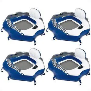 INTEX 58854EP River Run Connect Inflatable Floating Lounge: Comfortable Backrest Built-in Cup Holder Durable Grab Handles Easy-to-Use Connectors 220lb Weight Capacity (4 Pack) INTEX 58854EP River Run Connect Inflatable Floating Lounge: Comfortable Backrest Built-in Cup Holder Durable Grab Handles Easy-to-Use Connectors 220lb Weight Capacity (4 Pack)