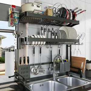LIVOD Over The Sink Dish Drying Rack,3 Tier Adjustable Length Full Stainless Steel Large Storage Kitchen Dish Rack,for Kitchen Counter Expandable Multifunctional Organizers,Silver (25.5'' to 37.6'') LIVOD Over The Sink Dish Drying Rack,3 Tier Adjustable Length Full Stainless Steel Large Storage Kitchen Dish Rack,for Kitchen Counter Expandable Multifunctional Organizers,Silver (25.5'' to 37.6'')