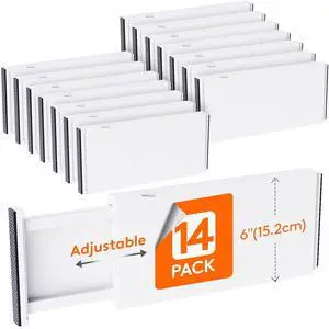 Lifewit 14 Pack 6" High Drawer Dividers 34-56cm/13.5-22" Adjustable Drawer Organizer for Clothes/Utensils, Expandable Drawer Separator in Dresser/Kitchen/Bedroom/Office Organization & Storage White Lifewit 14 Pack 6" High Drawer Dividers 34-56cm/13.5-22" Adjustable Drawer Organizer for Clothes/Utensils, Expandable Drawer Separator in Dresser/Kitchen/Bedroom/Office Organization & Storage White