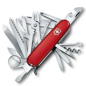 Victorinox Swiss Champ Swiss Army Knife, 33 Functions, Swiss Made Multitool with Large Blade, Screwdriver, Chisel and Combination Pliers for Everyday Carry - Red Victorinox Swiss Champ Swiss Army Knife, 33 Functions, Swiss Made Multitool with Large Blade, Screwdriver, Chisel and Combination Pliers for Everyday Carry - Red