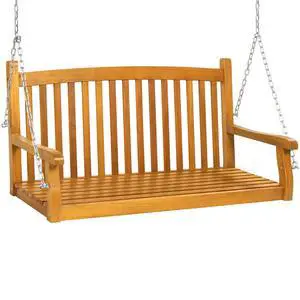 Best Choice Products 48in Wood Porch Swing Outdoor Patio Hanging Bench Chair Furniture for Deck, Garden, Yard w/Mounting Chains, Curved Back Design, 500lb Weight Capacity - Brown Best Choice Products 48in Wood Porch Swing Outdoor Patio Hanging Bench Chair Furniture for Deck, Garden, Yard w/Mounting Chains, Curved Back Design, 500lb Weight Capacity - Brown