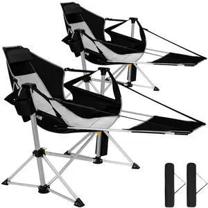 Romswi 2-Pack Aluminum Hammock Chair with Footrest, Oversized Portable Folding Swinging Chair with Adjustable Back & Seat, Lightweight Rocking Camp Chair Supports 440lbs for Outdoor, Patio - Black Romswi 2-Pack Aluminum Hammock Chair with Footrest, Oversized Portable Folding Swinging Chair with Adjustable Back & Seat, Lightweight Rocking Camp Chair Supports 440lbs for Outdoor, Patio - Black
