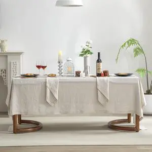 EVERLY Pure Linen Hemstitch Tablecloth,100% Stonewashed French Linen tablecloths for Kitchen Dining Rectangle Tables,60x120Inch Machine Washable Christmas Thanksgiving Organic Tablecloth-Natural Linen EVERLY Pure Linen Hemstitch Tablecloth,100% Stonewashed French Linen tablecloths for Kitchen Dining Rectangle Tables,60x120Inch Machine Washable Christmas Thanksgiving Organic Tablecloth-Natural Linen