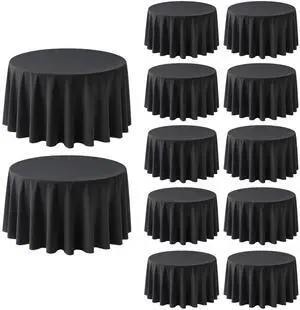 12 Pack Round Tablecloth 120 Inch Cloth Black Tablecloth for Round Tables, Washable Polyester Table Cloth Stain and Wrinkle Resistant Decorative Table Cover for Wedding Party Dining Banquet 12 Pack Round Tablecloth 120 Inch Cloth Black Tablecloth for Round Tables, Washable Polyester Table Cloth Stain and Wrinkle Resistant Decorative Table Cover for Wedding Party Dining Banquet