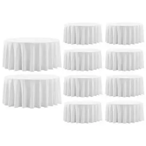 Aocoz Round Tablecloth 120 Inch 10 Pack White Tablecloths Washable Decorative Linen Polyester Table Clothes Cover for Dining Table Banquets Buffet Parties and Wedding Aocoz Round Tablecloth 120 Inch 10 Pack White Tablecloths Washable Decorative Linen Polyester Table Clothes Cover for Dining Table Banquets Buffet Parties and Wedding