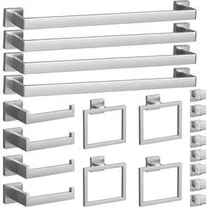 20-Pieces Brushed Nickel Bathroom Accessories Set, 23.6 Inch Bath Towel Bar Set, Stainless Steel Bathroom Hardware Set, Towel Racks for Bathroom Wall Mounted. 20-Pieces Brushed Nickel Bathroom Accessories Set, 23.6 Inch Bath Towel Bar Set, Stainless Steel Bathroom Hardware Set, Towel Racks for Bathroom Wall Mounted.