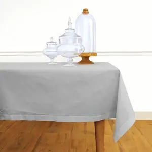 Solino Home Light Grey Tablecloth 58 x 104 Inch - Cotton Linen Hemstitch Rectangular Tablecloth - Machine Washable Table Cloth for Summer Solino Home Light Grey Tablecloth 58 x 104 Inch - Cotton Linen Hemstitch Rectangular Tablecloth - Machine Washable Table Cloth for Summer