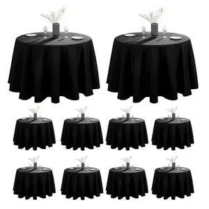 VidaFete 10 Pack 108inch Round Tablecloth Polyester Table Cloth, Stain Resistant and Wrinkle Polyester Dining Table Cover for Kitchen Dinning Party Wedding Round Tabletop Buffet Decoration(Black) VidaFete 10 Pack 108inch Round Tablecloth Polyester Table Cloth, Stain Resistant and Wrinkle Polyester Dining Table Cover for Kitchen Dinning Party Wedding Round Tabletop Buffet Decoration(Black)