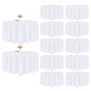 Heneger 12 Pack White Round Tablecloth 120 Inch White Table Cloth Stain and Wrinkle Resistant Reusable and Washable Polyester Fabric Table Covers for Buffet Wedding Party and Banquet Heneger 12 Pack White Round Tablecloth 120 Inch White Table Cloth Stain and Wrinkle Resistant Reusable and Washable Polyester Fabric Table Covers for Buffet Wedding Party and Banquet