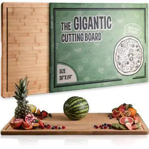 Gigantic Extra Large Cutting Board for Kitchens 36 x 24 - Heavy Duty Bamboo Chopping Boards Butcher Block Meat & Veg - Large Wooden Gas Stove Top & Countertop (36x24) Giant Noodle and Pasta Board XXXL Gigantic Extra Large Cutting Board for Kitchens 36 x 24 - Heavy Duty Bamboo Chopping Boards Butcher Block Meat & Veg - Large Wooden Gas Stove Top & Countertop (36x24) Giant Noodle and Pasta Board XXXL