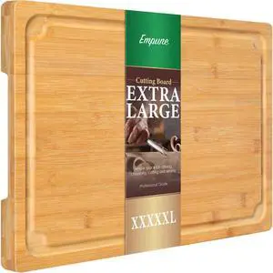 36 x 24 Extra Large Cutting Board, Bamboo Cutting Boards for Kitchen with Juice Groove and Handles Kitchen Chopping Board for Meat Cheese board Heavy Duty Serving Tray, 5XL, Empune 36 x 24 Extra Large Cutting Board, Bamboo Cutting Boards for Kitchen with Juice Groove and Handles Kitchen Chopping Board for Meat Cheese board Heavy Duty Serving Tray, 5XL, Empune