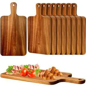 Nuenen 10 Pcs Wood Cutting Board with Handle 15.7 x 7.8 Inch Acacia Wooden Serving Kitchen Chopping Boards for Pizza, Bread, Cheese, Charcuterie, Fruit, Vegetables(Acacia) Nuenen 10 Pcs Wood Cutting Board with Handle 15.7 x 7.8 Inch Acacia Wooden Serving Kitchen Chopping Boards for Pizza, Bread, Cheese, Charcuterie, Fruit, Vegetables(Acacia)