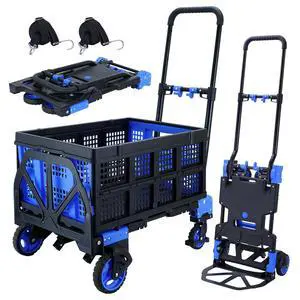 2 in 1 Hand Truck Dolly Foldable with Basket,Hand Truck Foldable with Retractable Handle,330LBS Capacity Folding Hand Cart,Portable Dolly Cart with Wheels for Moving 2 in 1 Hand Truck Dolly Foldable with Basket,Hand Truck Foldable with Retractable Handle,330LBS Capacity Folding Hand Cart,Portable Dolly Cart with Wheels for Moving