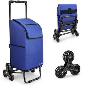 KEDSUM 2 in 1 Stair Climbing Cart, 60L/300LBS Grocery Cart on Wheels for Stairs, Shopping Carts for Groceries with Removable Waterproof Bag, Folding Shopping Carts for Stairs, Blue KEDSUM 2 in 1 Stair Climbing Cart, 60L/300LBS Grocery Cart on Wheels for Stairs, Shopping Carts for Groceries with Removable Waterproof Bag, Folding Shopping Carts for Stairs, Blue
