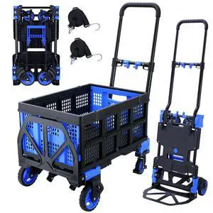 2-in-1Folding Hand Truck Dolly with Folding Basket, 330LBS Capacity Foldable Hand cart,Folding Dolly with Retractable Handle,Hand Truck Foldable with 4 Wheels for Moving 2-in-1Folding Hand Truck Dolly with Folding Basket, 330LBS Capacity Foldable Hand cart,Folding Dolly with Retractable Handle,Hand Truck Foldable with 4 Wheels for Moving