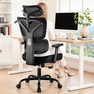 Ergonomic Office Chair High Back Desk Chair with Lumbar Support, Breathable Mesh Computer Chair with Adjustable Armrests Height, Reclining Swivel Big and Tall Gaming Chair for Home Office(Black) Ergonomic Office Chair High Back Desk Chair with Lumbar Support, Breathable Mesh Computer Chair with Adjustable Armrests Height, Reclining Swivel Big and Tall Gaming Chair for Home Office(Black)