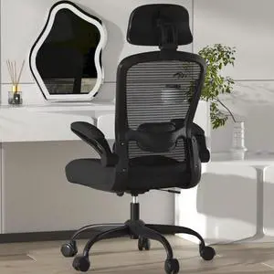 Office Chair, High Back Ergonomic Desk Chair with Adjustable Lumbar Support and Headrest, with flip-up Armrests for Guitar Playing, 5 Years Warranty (Modern, Black(Black Frame)) Office Chair, High Back Ergonomic Desk Chair with Adjustable Lumbar Support and Headrest, with flip-up Armrests for Guitar Playing, 5 Years Warranty (Modern, Black(Black Frame))