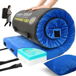 Memory Foam Camping Mattress pad, Comfortable Thick Floor Sleeping Mat for Adults with Non-Slip Bottom, Portable Roll Up Mattress for Sleepover Guest,Cot Mad for Car Camping(Blue Single:75 * 30 * 3") Memory Foam Camping Mattress pad, Comfortable Thick Floor Sleeping Mat for Adults with Non-Slip Bottom, Portable Roll Up Mattress for Sleepover Guest,Cot Mad for Car Camping(Blue Single:75 * 30 * 3")