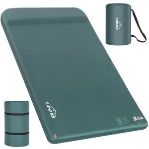 Camping Sleeping Pad Ultra-Thick Self-Inflating Memory Foam Mattress with Pillow, Double Camping Pad with Foot Pump, Portable 4-Season Sleeping Mat for Car, Tent & Travel, Full Size Camping Sleeping Pad Ultra-Thick Self-Inflating Memory Foam Mattress with Pillow, Double Camping Pad with Foot Pump, Portable 4-Season Sleeping Mat for Car, Tent & Travel, Full Size