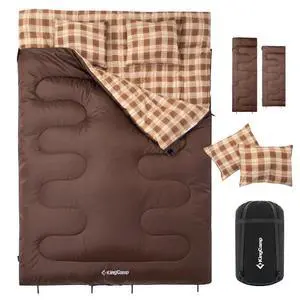 Double Sleeping Bag for Adults, Queen Size 2 Person XXL Flannel Sleeping Bag, Waterproof Lightweight Flannel Quilt with 2 Pillows, Perfect for Couples Family Camping Hiking, Coffee Double Sleeping Bag for Adults, Queen Size 2 Person XXL Flannel Sleeping Bag, Waterproof Lightweight Flannel Quilt with 2 Pillows, Perfect for Couples Family Camping Hiking, Coffee