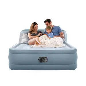 64449ED Dura-Beam Deluxe Plush Air Mattress with Headboard: Fiber-Tech - Queen Size - Built-in Electric Pump - 18in Bed Height - 600lb Weight Capacity 64449ED Dura-Beam Deluxe Plush Air Mattress with Headboard: Fiber-Tech - Queen Size - Built-in Electric Pump - 18in Bed Height - 600lb Weight Capacity