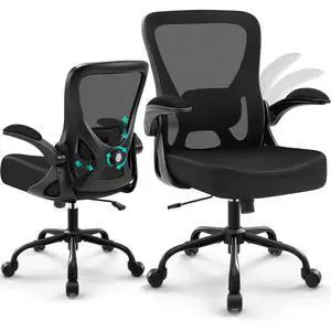 Office Chair - Ergonomic Breathable Mesh Desk Chair with Adjustable Lumbar Support and Flip-up Armrests - Executive High Back Rolling Swivel Comfortable Computer Gaming Chair for Home Office Office Chair - Ergonomic Breathable Mesh Desk Chair with Adjustable Lumbar Support and Flip-up Armrests - Executive High Back Rolling Swivel Comfortable Computer Gaming Chair for Home Office