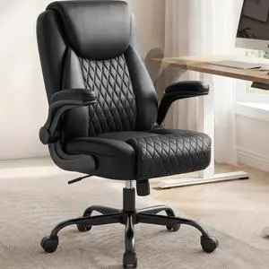 Mid-Back Office Chair, Ergonomic PU Desk Chair with Flip up Arms, Small Computer Gaming with Comfy Lumbar Support,Rocking Function,Sturdy Metal Base, Ink Black Mid-Back Office Chair, Ergonomic PU Desk Chair with Flip up Arms, Small Computer Gaming with Comfy Lumbar Support,Rocking Function,Sturdy Metal Base, Ink Black