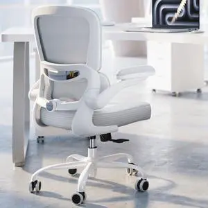 Ergonomic Office Chair - Desk Chair with Adjustable Lumbar Support Computer Chair - Mesh Comfy Chair with Flip-up Armrests - Gaming Chairs for Adults Home Office (Leather, White) Ergonomic Office Chair - Desk Chair with Adjustable Lumbar Support Computer Chair - Mesh Comfy Chair with Flip-up Armrests - Gaming Chairs for Adults Home Office (Leather, White)