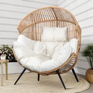 Wicker Egg Chair Outdoor Rattan Patio Chair with Cushion,Oversized Patio Lounge Chairs with Cushion Egg Basket Chair, Egg Seat for Indoor Living Room Bedroom Outside Patio Backyard Balcony Wicker Egg Chair Outdoor Rattan Patio Chair with Cushion,Oversized Patio Lounge Chairs with Cushion Egg Basket Chair, Egg Seat for Indoor Living Room Bedroom Outside Patio Backyard Balcony