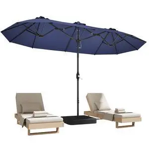 15ft Patio Umbrella with Base,Large Outdoor Double-Sided Rectangle Umbrella with Crank Handle, Market Umbrella for Poolside Garden Deck Backyard Beach Pools, Navy Blue 15ft Patio Umbrella with Base,Large Outdoor Double-Sided Rectangle Umbrella with Crank Handle, Market Umbrella for Poolside Garden Deck Backyard Beach Pools, Navy Blue