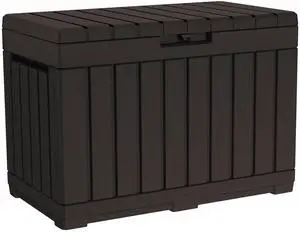 Kentwood 50 Gallon Resin Deck Box-Organization and Storage for Patio Cushions, Throw Pillows and Garden Tools, Brown Kentwood 50 Gallon Resin Deck Box-Organization and Storage for Patio Cushions, Throw Pillows and Garden Tools, Brown