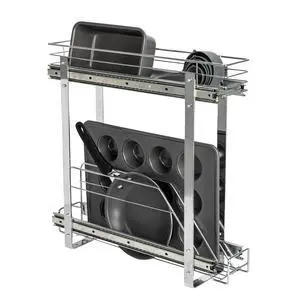 Glidez Multipurpose Chrome-Plated Steel Pull-Out/Slide-Out Storage Organizer for Cookware and Bakeware - 2-Tier Design - Fits Standard Size Cabinet or Shelf, Chrome Glidez Multipurpose Chrome-Plated Steel Pull-Out/Slide-Out Storage Organizer for Cookware and Bakeware - 2-Tier Design - Fits Standard Size Cabinet or Shelf, Chrome
