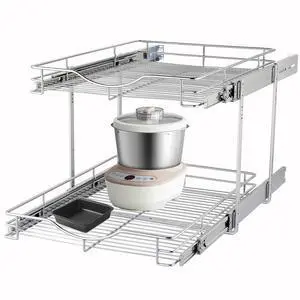 Pull Out Cabinet Organizer (14" W X 21" D), Cabinet Pull Out Shelves, 2 Tier Pull Out Drawers for Kitchen Cabinets, Wire Basket Slide Out Shelf for Cabinet Organization in Kitchen, Pantry Pull Out Cabinet Organizer (14" W X 21" D), Cabinet Pull Out Shelves, 2 Tier Pull Out Drawers for Kitchen Cabinets, Wire Basket Slide Out Shelf for Cabinet Organization in Kitchen, Pantry