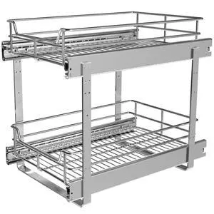 2-Tier Cabinet Pull Out Shelves (14" W x 22" D), Slide Out Shelves for Kitchen Cabinets, Metal Under Cabinet Roll Out Shelf 2-Tier Cabinet Pull Out Shelves (14" W x 22" D), Slide Out Shelves for Kitchen Cabinets, Metal Under Cabinet Roll Out Shelf