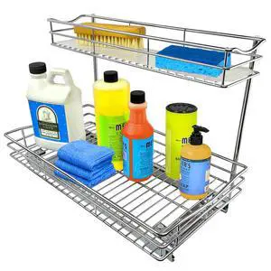 Pull Out Under Sink Kitchen Cabinet Organizer - 11.5 in. x 21 inch deep Drawer - Sliding Shelf Organizer for Cabinets and Undersink Storage Shelves - Lifetime Ltd. Warranty Chrome Pull Out Under Sink Kitchen Cabinet Organizer - 11.5 in. x 21 inch deep Drawer - Sliding Shelf Organizer for Cabinets and Undersink Storage Shelves - Lifetime Ltd. Warranty Chrome
