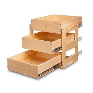 Pull Out Drawers For Cabinets, 14''W×21''D×19''H Soft Close Slide Out Wood Shelves Storage Organizer for Kitchen, 3-Tier, Finished, Heavy-Duty, Bottom Assembly Pull Out Drawers For Cabinets, 14''W×21''D×19''H Soft Close Slide Out Wood Shelves Storage Organizer for Kitchen, 3-Tier, Finished, Heavy-Duty, Bottom Assembly